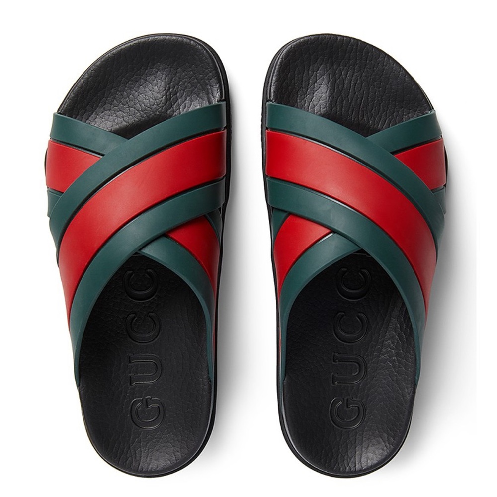 Gucci Agrado X Pool Red & Green Slide Sandals - Size 7